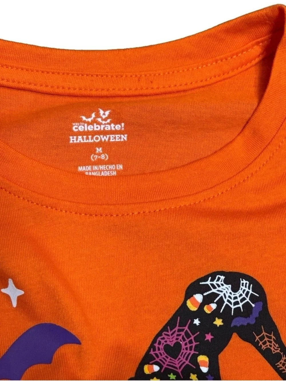 Way To Celebrate Halloween Spooky  Tutu Set Girls M 7/8 Graphic Tee Skirt NWT